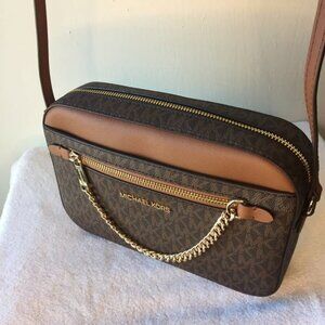 New Michael Kors Large Logo Jet Set Crossbody Purse